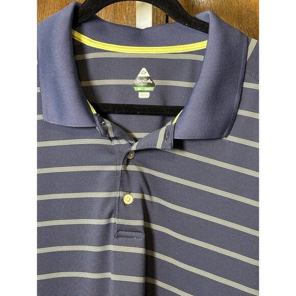 Bolle Golf Tech Polo Shirt Mens XXL Blue Striped Performance Active Short Sleeve - Picture 2 of 7